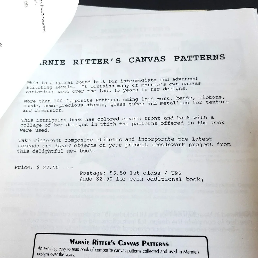 Marnie Ritter's Canvas Patterns Autographed & Copy Mary Fry's Pulled Thread Work